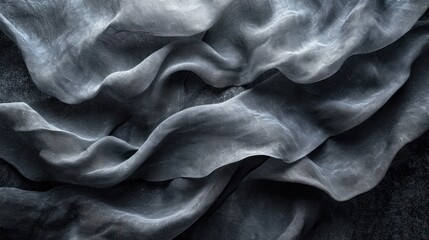  a black and white photo of a wave of fabric on a piece of fabric that has been made into a piece of cloth. - obrazy, fototapety, plakaty