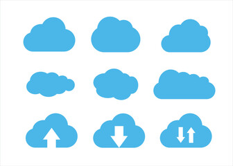 Blue clouds loading update information vector set
