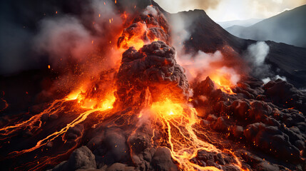 Fototapeta premium The Dynamic Eruption of an Ecuadorian Volcano
