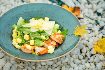 Caesar salad with shrimps