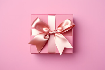 Pink Valentine gift box with ribbon