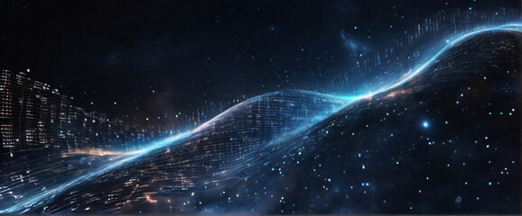 Obraz premium An abstract digital background with binary code and AI algorithms running in the background