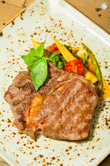 grilled steak with vegetables