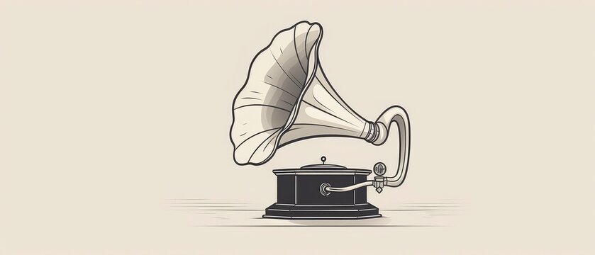 Detailed Drawing of a Vintage Gramophone With Exquisite Craftsmanship and Intricate Design
