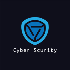 digital cyber security logo design vector