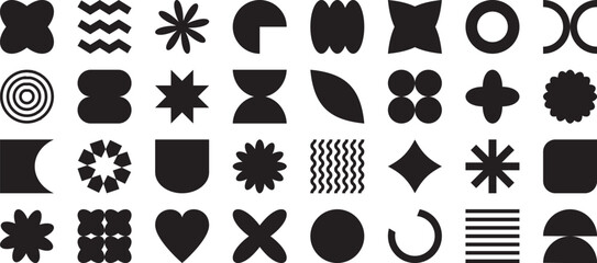 Abstract y2k shape, retro element, graphic figure, minimal geometry form, black trendy vector icon isolated on white background. Creative simple illustration