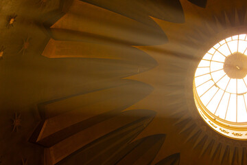 Inner Illumination: Close-up of the Ceiling Inside the Holy Sepulchre, Sunbeams Casting a Sacred...