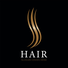 Luxury and beautiful hair wave abstract logo,Abstract Golden Hair Wave Logo Letter S isolated on White Background,Hair wave logo illustration vector template.