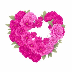 beautiful flowers for mother's day and valentine's day, vector of woman’s day, illustration of rose heart, heart made of flowers for valentine’s day