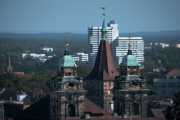 Beautiful old buildings in Nuremberg. Bavaria Region Middle Franconia, Germany