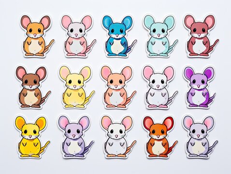 Collection of Cute Cartoon Mouse Stickers