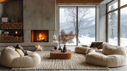 Scandinavian Winter House. Modern Winter Interior