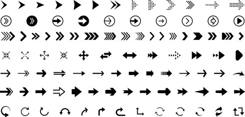 Arrows icons set. Arrow icon collection. Set different arrows or web design. Arrow flat style isolated on white background - stock vector. - obrazy, fototapety, plakaty