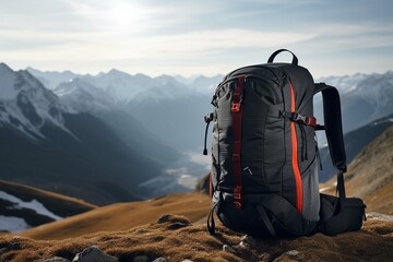 
Capture a travel backpack in action during an adventurous hiking expedition