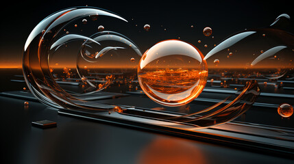 Abstract Decoration in Motion. Sphere in Modern Design