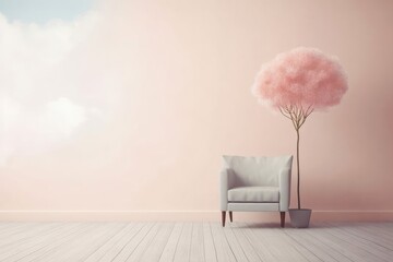 Therapy and psychology room, minimalist interior, free space for text, relaxation and tranquility - obrazy, fototapety, plakaty