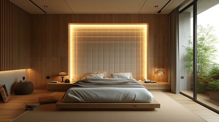 Bedroom with soundproofing elements, showcasing the importance of reducing noise for optimal sleep. [Soundproofed bedroom for better sleep
