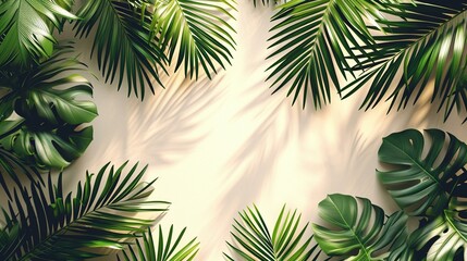Fototapeta na wymiar Elegant Palm Sunday banner design with a border of palm fronds and ample space for text. [Elegant Palm Sunday banner