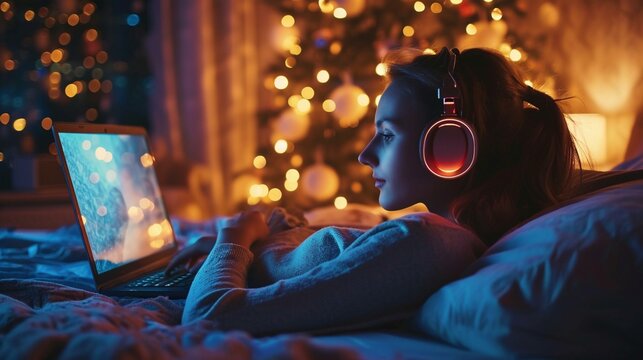 Person creating a bedtime playlist with calming music to enhance the sleep environment. [Creating a bedtime playlist