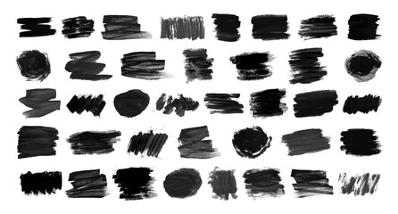 Set of black hand drawn ink stains - obrazy, fototapety, plakaty