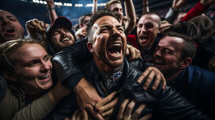 Victorious Moments. Triumphant Scene. Super Bowl Closing Moments - obrazy, fototapety, plakaty