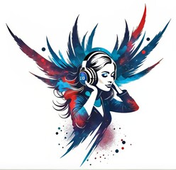 girl with headphones and music