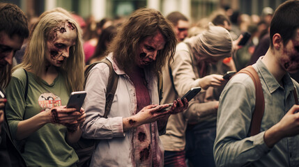 Fototapeta premium Zombies with Mobile Phones
