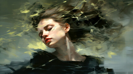 Surreal Woman with Abstract Windblown Hair