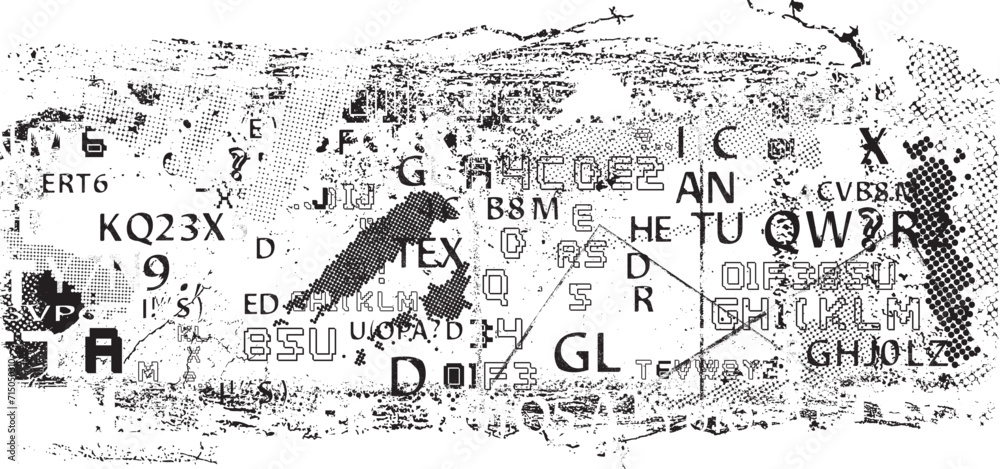 Poster Glitch distorted grange shape . Noise grungy logo . Trendy defect error shapes . Glitched frame .Grunge textured . Distressed effect .Vector shapes