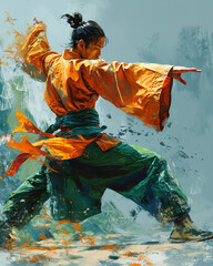 Fototapeta premium A man doing tai chi