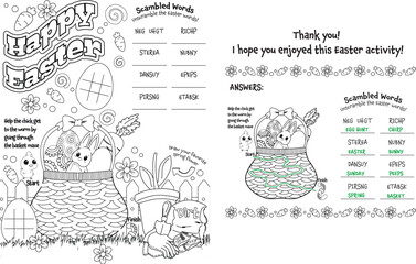 Easter Activity Page with Answer sheet