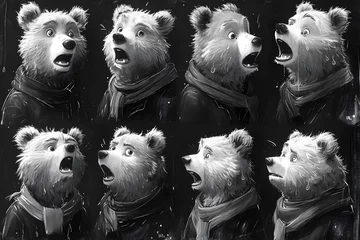 Deurstickers Bärenvielfalt: Charakter-Sheet mit verschiedenen Ausdrucksformen verleiht kreativen Projekten eine individuelle Note und versprüht Spaß in grafischen Gestaltungen © Lake Stylez