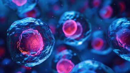 Close-up image of embryonic stem cells. Cell propagation, cell therapy. Medicine, technology concept.