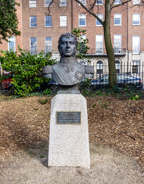 Dublin, Ireland, 3rd March 2020. The statue of Bernardo O'Higgins, Chilean independence leader of Irish ancestry,in Merrion Square.Sculptor Francisco Orellano Pavez