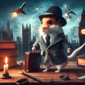 small funny hamster in a business suit, fantasy art
