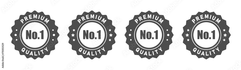 Poster no 1 premium quality logo stamp set with pointed and rounded zig zag style in grey and white color. 