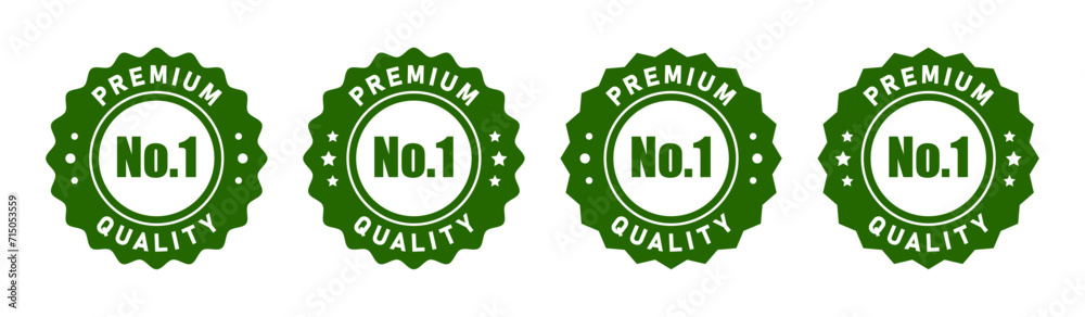 Poster no 1 premium quality logo stamp set with pointed and rounded zig zag style in green and white color.