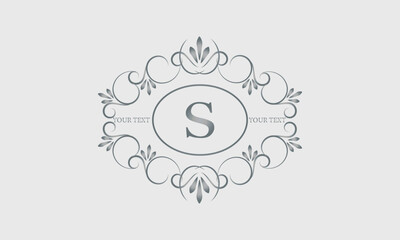 Luxury logo design for hotel, heraldry, business, illustration, restaurant and others with letter S. Vector illustration.
