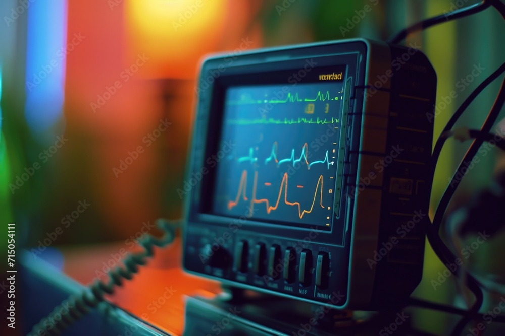 Poster A close-up view of a monitor placed on a table. Can be used to depict a modern workspace or technology concept