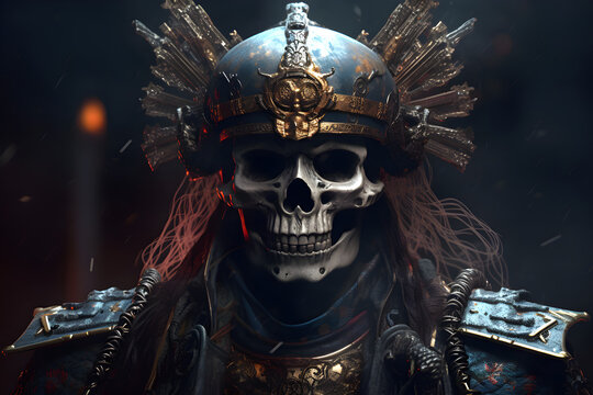 skeleton of a pirate with crown