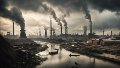 Industrial Pollution at Sunset