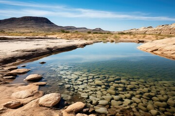 Pure water in the midst of a vast desert landscape