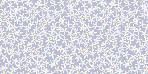 Seamless pattern with white flowers of blooming lemon.