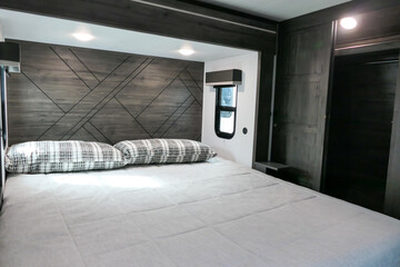 RV travel trailer slide-out bedroom