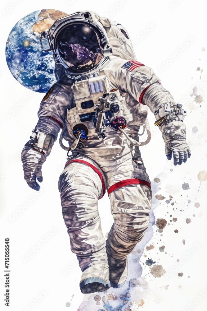 Poster an astronaut floating in the vastness of space. perfect for science fiction or educational purposes