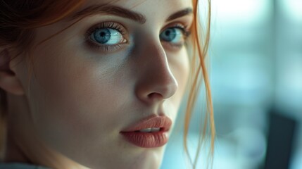 A close up image showcasing the beauty of a woman's blue eyes. Perfect for beauty and fashion campaigns