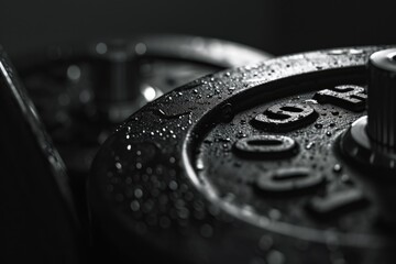 A detailed view of a water bottle covered in refreshing water droplets. Perfect for hydration and fitness concepts