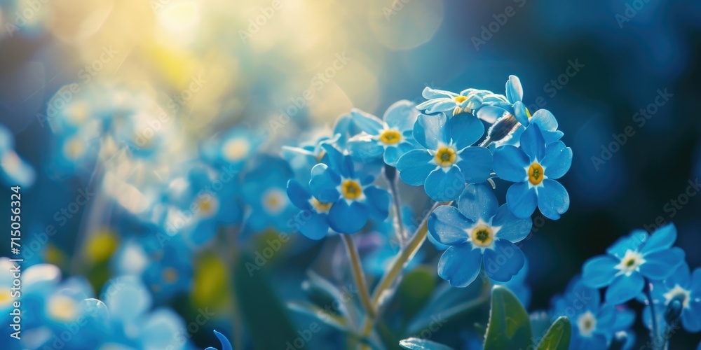 Aufkleber a close-up view of a bunch of blue flowers. this image can be used for various purposes