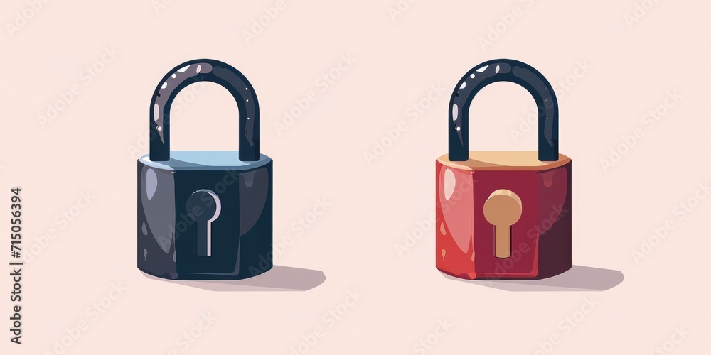 Aufkleber two padlocks placed together, symbolizing security and protection. ideal for concepts related to saf