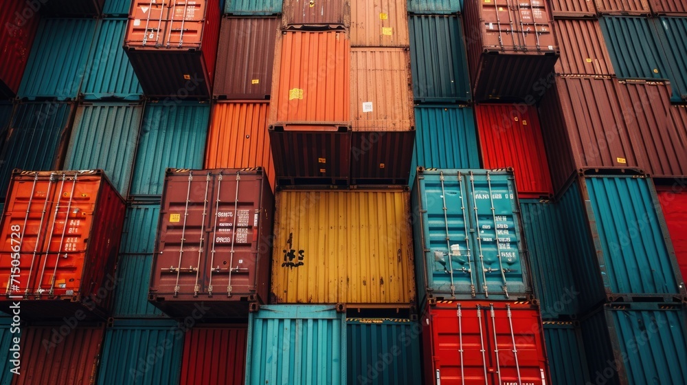 Poster containers stacked on top of each other. suitable for logistics, shipping, and storage concepts